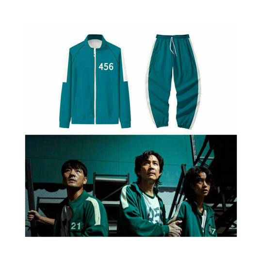 (Medium Squid Games Inspired 456 Tracksuit Costume Outfit) Squid Games Inspired 456 Tracksuit Costume Outfit