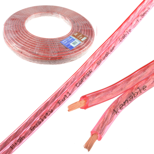 kenable Speaker Cable 16AWG 1.5mm2 Pure OFC Copper Wire Clear 20m