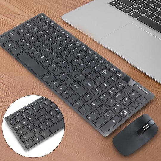 Slim Thin Wireless Keyboard Mouse Combo 2.4GHz Kit fr PC MAC Laptop