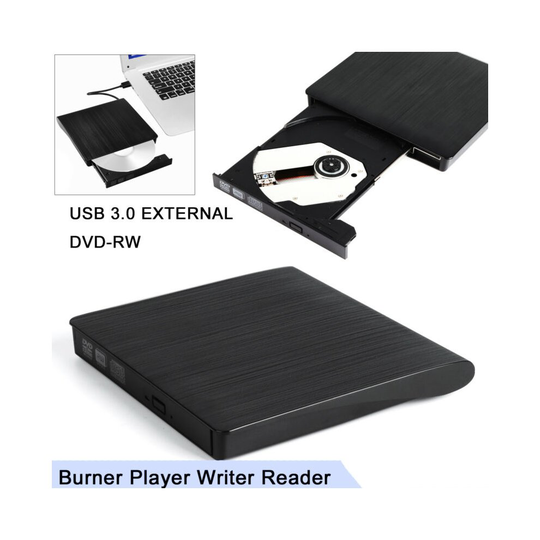 USB 3.0 External DVD-RW Drive Slim RW CD R Burner Reader