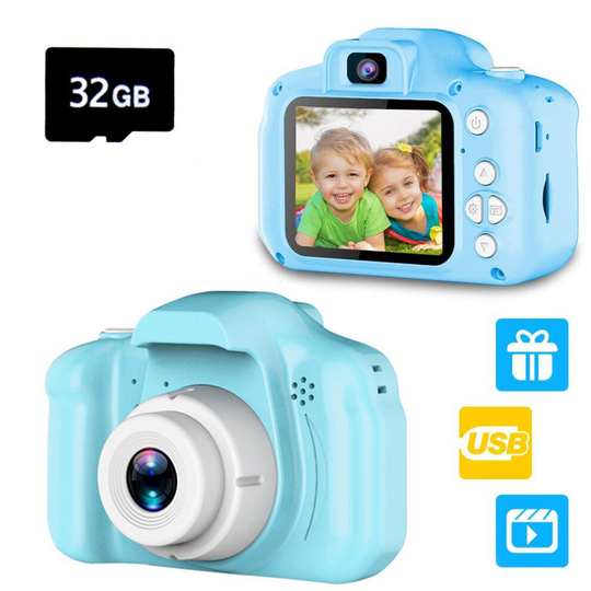 Kids Selfie Camera 32GB SD Card Digital Video Cameras Portable Toy Gifts