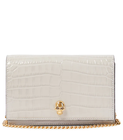 Mini croc-effect leather shoulder bag