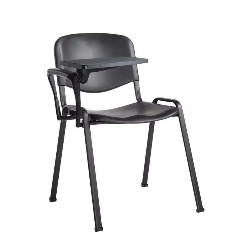 Dams Taurus Plastic Meeting Room Chair with Writing Tablet - Blue with Black Fra