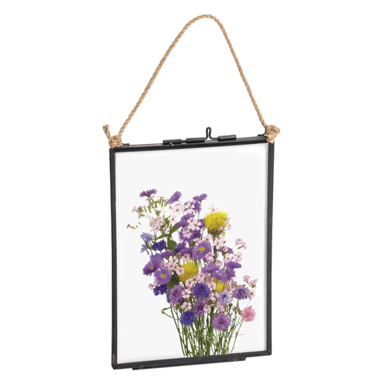 Nicola Spring Hanging Metal Photo Frame - Vintage Metal Floating Glass Picture Wall Display - 5" x 7" - Black