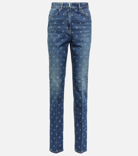4G logo high-rise straight jeans