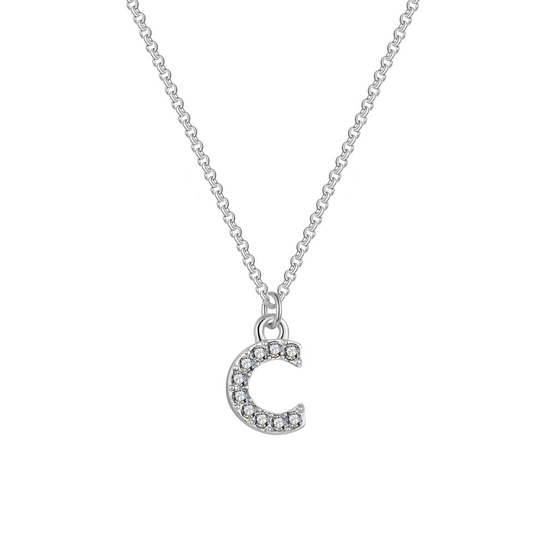 Pave Initial Necklace Letter C Created with Swarovski Crystals