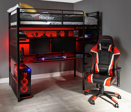 X Rocker Battle High Sleeper Gaming Bed & Alexis Mattress
