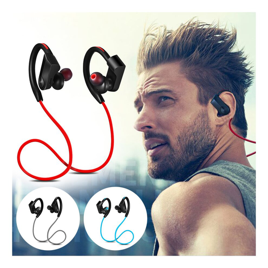 (Blue) Bluetooth Headphones Waterproof Shock Bass Stereo