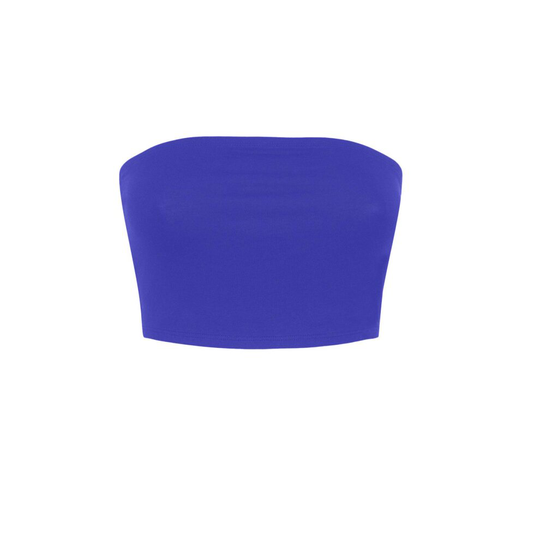 (Royal Blue) Womens Plain Strapless Boob Tube Bandeau Crop Stretch Vest Top Bralet Bra