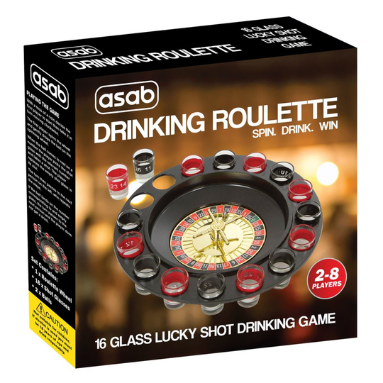 Roulette Wheel Adult Party Drinking Game Set Spin Casino 16 Shot Glass Stag Hen