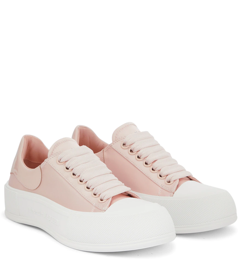 Leather-trimmed sneakers