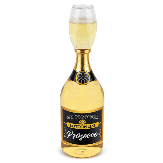 Bottomless Prosecco Bottle Glass Champagne Flute Wine Novelty Secret Santa Gift