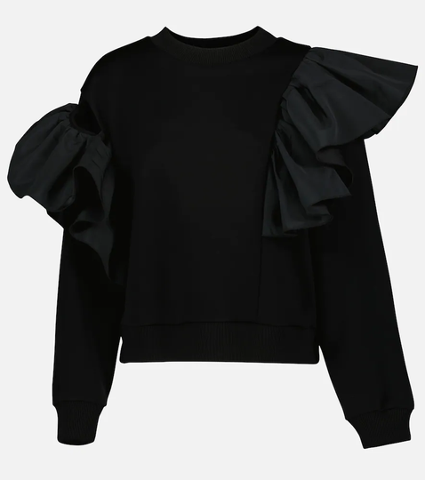 Ruffled-trimmed sweatshirt