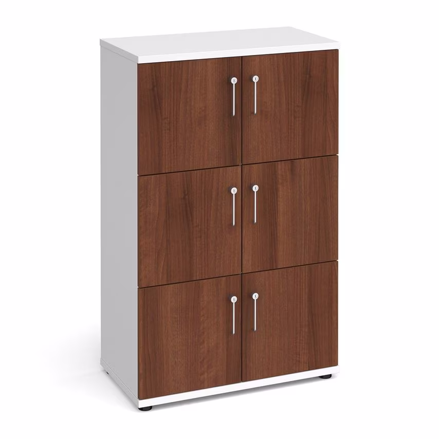 Dams Wooden Storage Lockers 6 Door - White with Oak Doors
