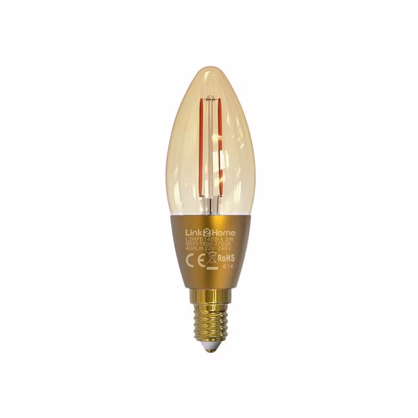 Link2Home Wi-Fi LED SES (E14) Candle Filament Dimmable Bulb, White 400 lm 4.5W L