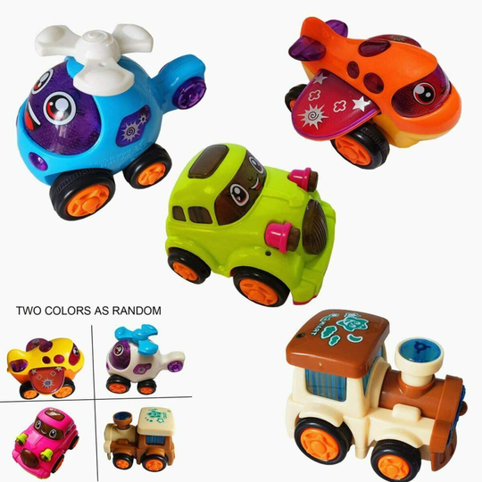 4 Pull Back Car Toys Model Push Go Construction Vehicles Airplane Train Kids