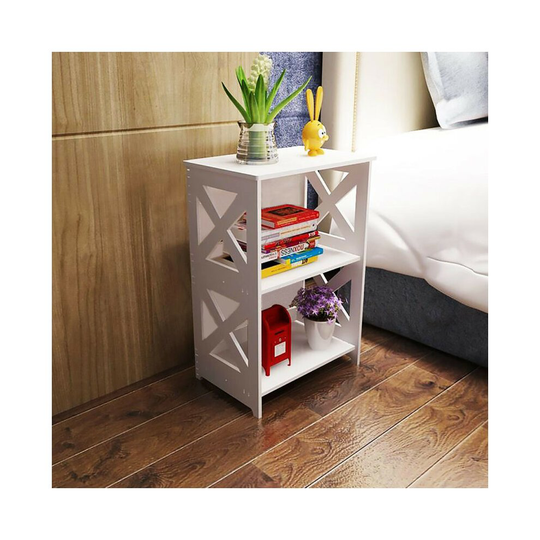 Wood Plastic Plate End Side Table 2 Tier Small Table White Furniture