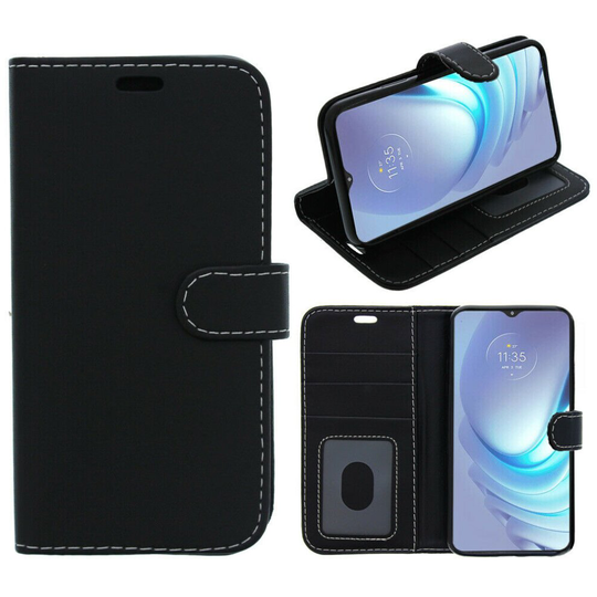 (BLACK) Fonejacket For Motorola Moto E30 / E40 Phone Case, Cover, Flip Wallet, Folio, Leather /Gel