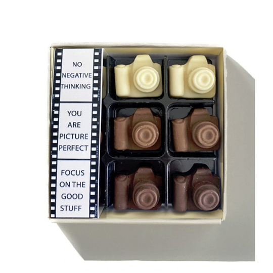 Choc On Choc Dark, Milk & White Belgian Chocolate Camera Novelty Gifts 90g