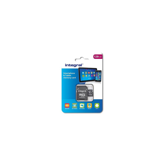 Integral 128 GB microSDXC Class 10 Memory Card for Smartphones and Tablets, Up to 80 MB/s, U1 Rating
