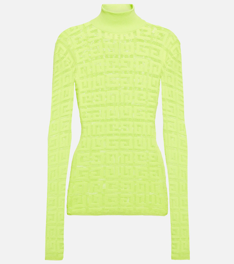 4G jacquard mesh turtleneck top