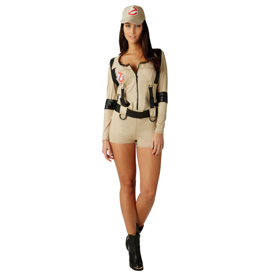 (M, Brown) Ghostbusters Womens/Ladies Ghostbuster Playsuit Costume