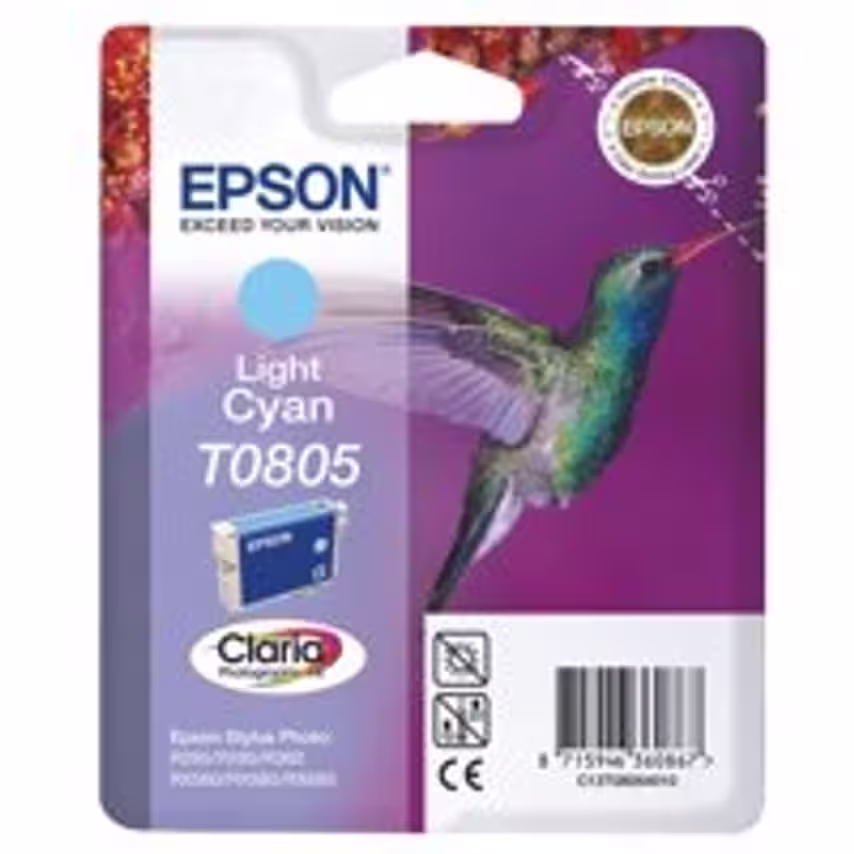 Epson Epson T0805 Hummingbird Light Cyan Standard Capacity Ink Cartridge 7ml - C