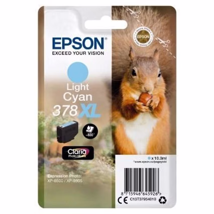 Epson Epson 378XL Squirrel Light Cyan High Yield Ink Cartridge 10ml - C13T379540