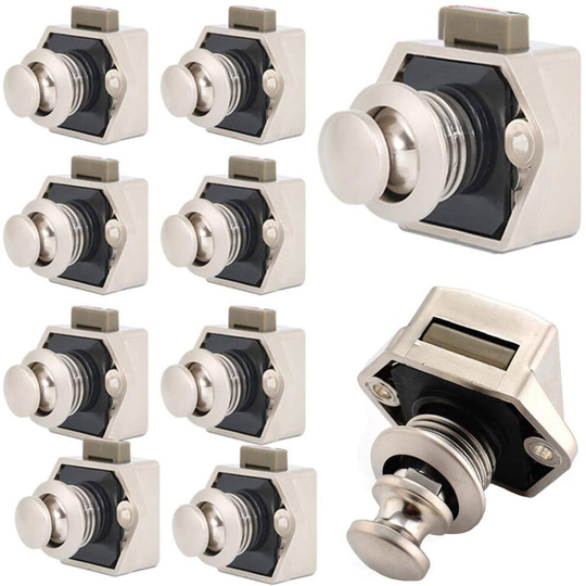 10Pcs Push Button Catch Lock Latch Knob Drawer Cupboard Door Cabinet