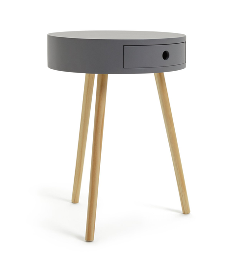 Habitat Otto 1 Drawer Round Bedside Table - Grey