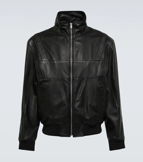 Paneled leather jacket