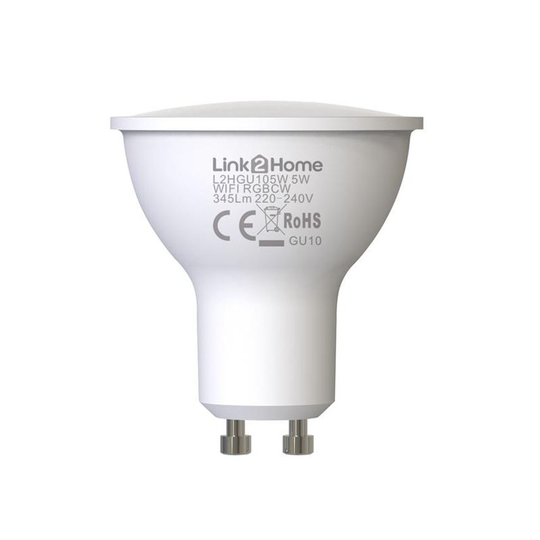 Link2Home Wi-Fi LED GU10 Dimmable Bulb, White + RGB 345 lm 5W LTHGU105W