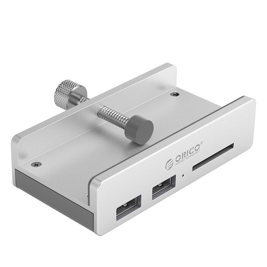 Aluminum 4 Ports USB 3.0 Clip-type HUB With SD Card Reader For Desktop Laptop Clip Range 10-32mm With 150cm Date Cable