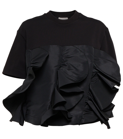 Ruffled cotton T-shirt