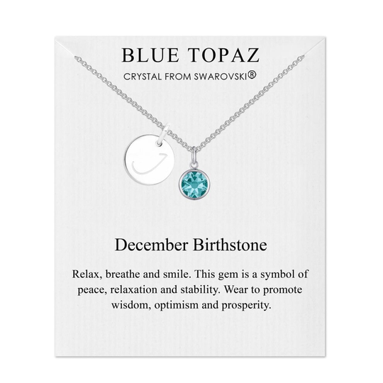 () December Initial Birthstone Necklace Created with Swarovski Crystals
