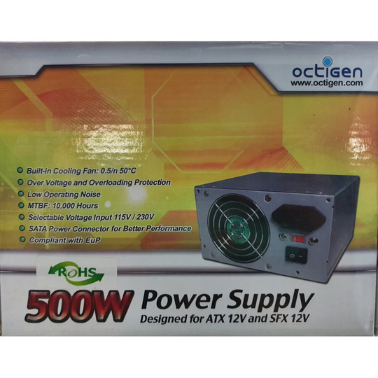 Octigen 500w Power Supply Designed For ATX 12V and SFX 12V