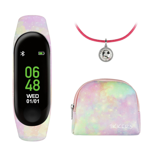 Tikkers Girls Multicolor Silicone Strap Fitness Tracker Set