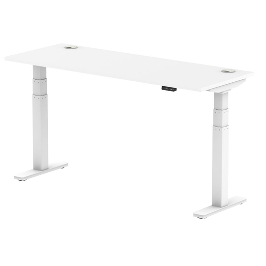 Dynamic Air 1600/600 White Height Adjustable Desk with Cable Ports with White Le