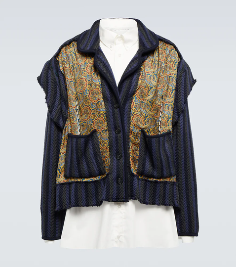 Paneled silk and cotton shirt
