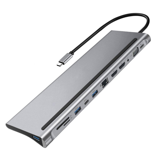12-in-1 Type-C HUB 4K Docking station dual HDMI RJ45 Gigabit Lan PD Laptop Docking Stations High Quality