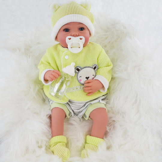 (Boy Doll) The Magic Toy Shop 20" Realistic Reborn Silicone Handmade Baby Girl Boy Doll Dummy & Feeding Bottle