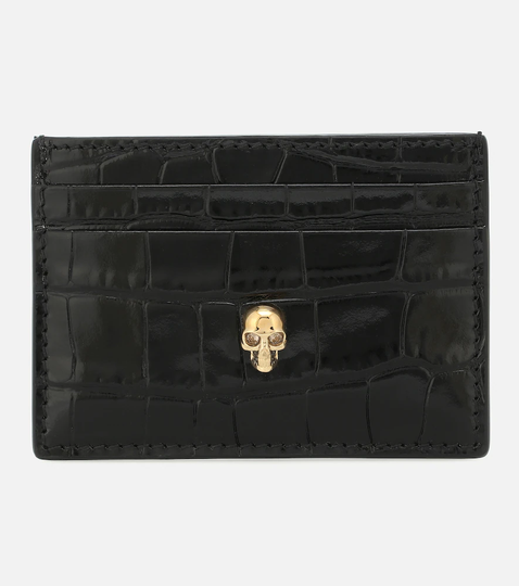 Croc-effect leather cardholder