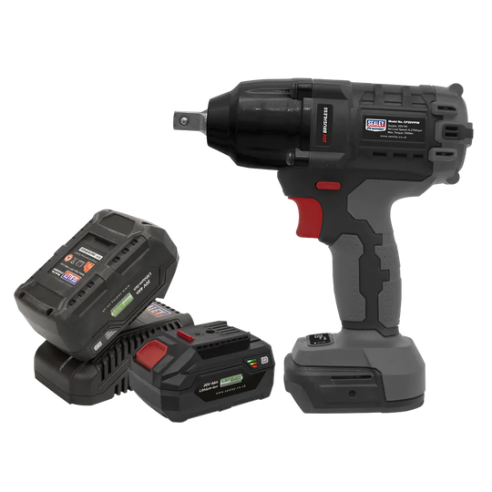 Sealey Brushless Impact Wrench Kit 1/2" Sq Drive 700nm 20V - 2 Batteries