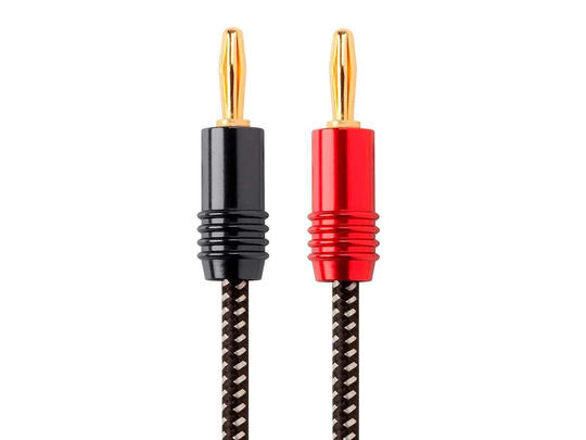 Affinity Premium 14AWG Braided Speaker Wire with Gold Plated Banana Plug Connectors - 7,6 m (25 ft)