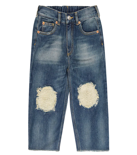 Ripped high-rise wide-leg jeans