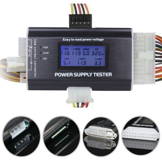 LEAGY 20/24 4/6/8 PIN 1.8" LCD Computer PC Power Supply Tester for SATA,IDE,HDD,ATX,ITX,BYI Connectors