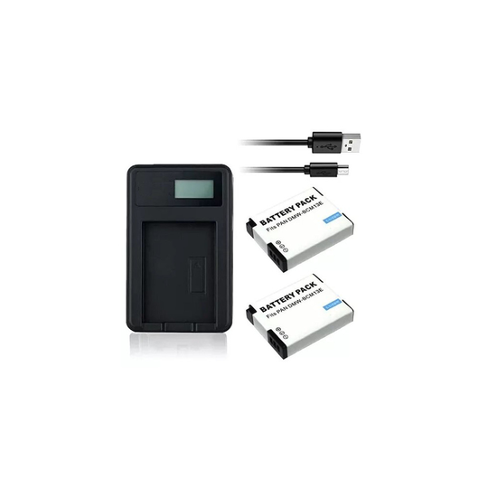 USB Battery Charger and 2 Batteries For Panasonic DMC-TZ70 Camera