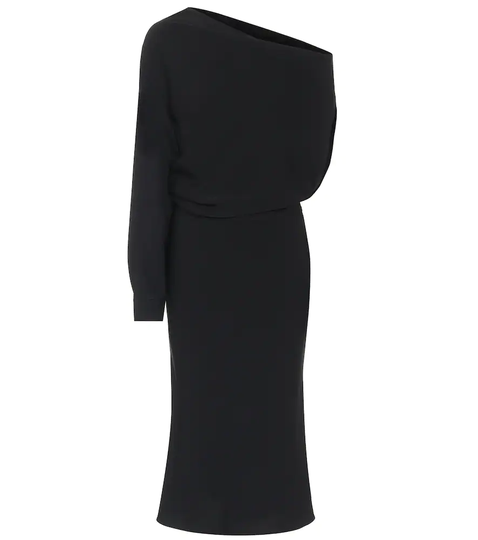 One-shoulder crêpe dress