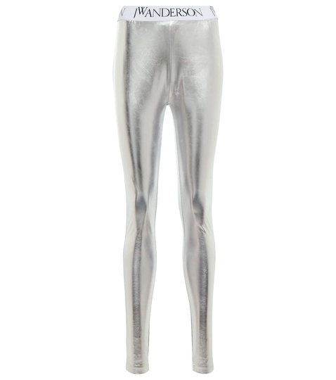 Logo metallic jersey leggings