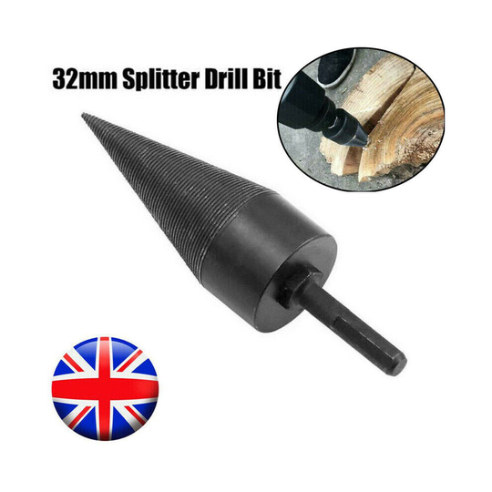 32MM Firewood Drill Bit Wood Cone Hex Shank Wood Log Splitter Screw